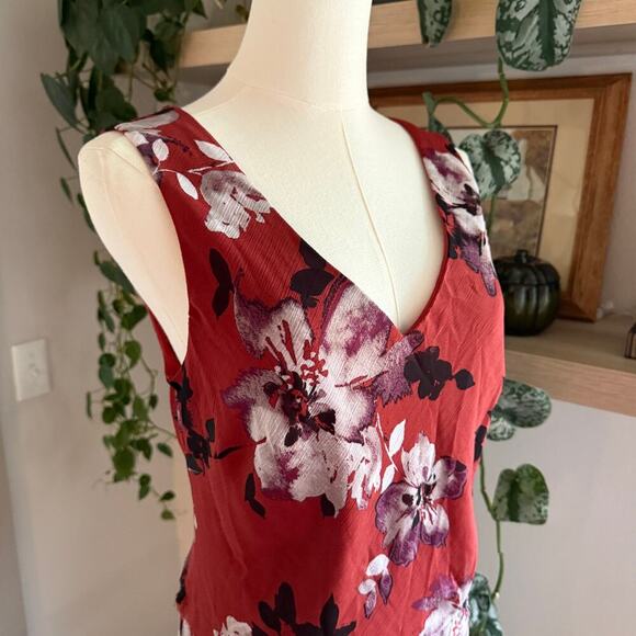 Simply Vera Wang Burnt Orange Floral Maxi Dress Sleeveless Lined Medium Fall - Picture 5 of 9